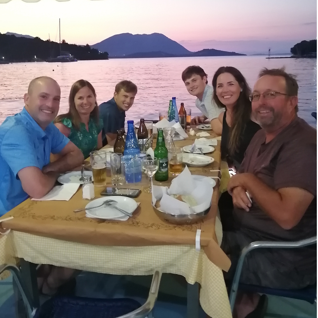 Dinner at a water-front Greek taverna