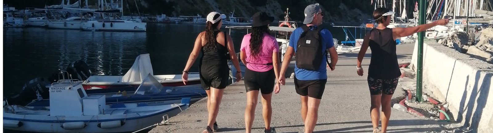 Walking past the port in the Greek Islands